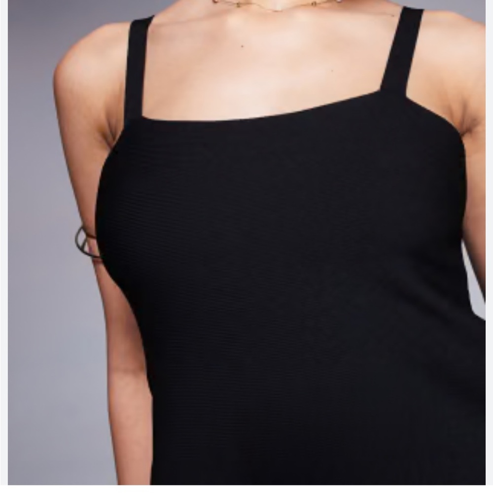 Asos Womens Black Knit Ribbed Cropped Tank Blouse, Size US 6
